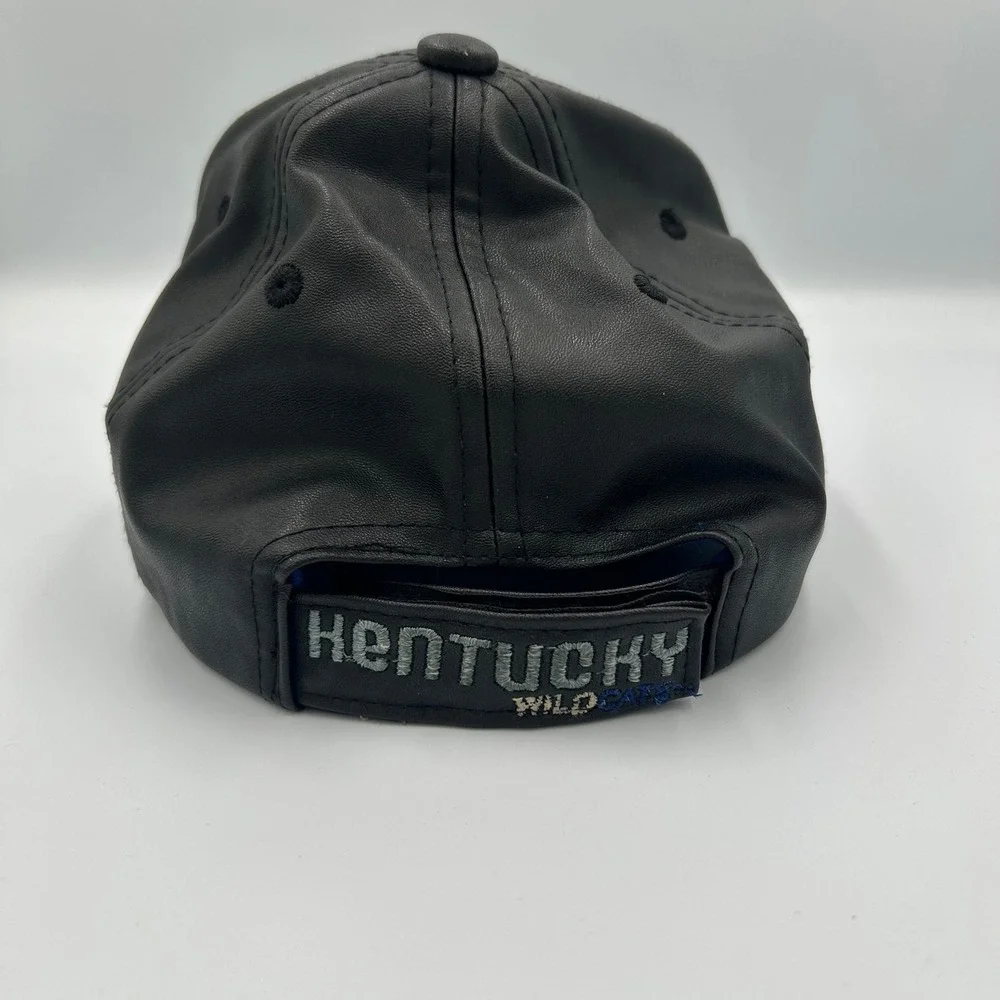 Kentucky Wildcats Baseball Cap Mens OSFA Black Blue Faux Leather Embroidered Hat